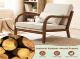 Comfy Armchair with Removable Cushions & Lumbar Pillow, Ergonomic Accent Chair Support 400 lbs-White 10140023