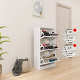 Narrow Shoe Storage Cabinet with Mirror, Wood Slim Shoe Rack 3 Tier Shoe Organizer for Home and W132081779