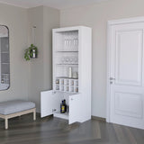 ZUN White Bar Cabinet with Wine Storage and Three Shelves B062P193658