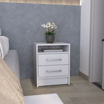 ZUN Nightstand 23.6" H, with 2 Drawers and 1 Shelf, White B097P250850