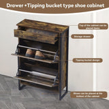 Slim Shoe Cabinet with 2 Flip Drawers &1 Drawer, Narrow Wall Hidden Shoe Cabinet, Freestanding Shoe W2948P245238