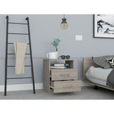 ZUN Napoles Nightstand , End Table, Side Table Superior Top, Two Drawers, One Shelf -Light Gray B20092101