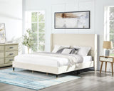 Rozitta Beige Velvet Wingback Platform Bed, King T2574P196963