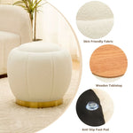 ZUN Storage Ottoman, Modern Round Floral Footrest with Soft Padded Seat, Teddy Velvet Footstool, Accent 74897424