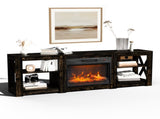 70 inch black gold oak double-sided cross fireplace cabinet 177.8 * 34.5 * 60cm 23 inch fireplace 86824001