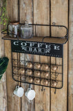 22.8x5.5x28.7" Black Floating Coffee Bar Shelf with Coffee Pod Holder, Hooks and Storage Shelf W2078P223138