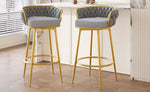 ZUN Swivel Counter Height Bar Stools Set of 2,31.5"Bar Height Stools with Hand-Woven Backrest & Gold N762P216979E