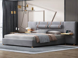 Queen Upholstered Platform Bed, Two Outlets and USB Charging Ports on Both Sides, Two Bedside 09306383