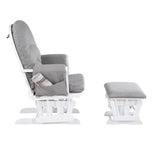 Mason Glider and Ottoman White Wood and Oyster Fabric B022P174719