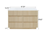 Fluted 6 Drawers Dresser ,Double Dresser Chest of Drawers, 47.24" Modern Chest of Drawers with LED W688P194155