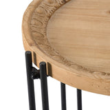 21.5" x 24" Round Side Table With Wood Top, End Table for Living Room Bedroom W2078P144748