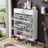 ZUN Shoe Cabinet , Shoe storage shelves, metal leg, White 73629335