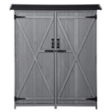 ZUN Outdoor 5.3ft Hx4.6ft L Wood Storage Shed Tool Organizer,Garden Shed, Storage Cabinet with 87505199