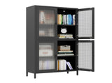 Classic Metal Storage Cabinet Display Cabinet with 4 Glass Doors 4 Shelves Cabinet Freestanding W2378P176269
