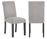 4pc Contemporary Parson Style Chairs Black Frame Upholstered Padded Soft Textured Gray Fabric Wooden B011P243251