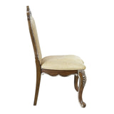 Beige and Antique Oak Side Chair with Nailhead Trim B062P215501