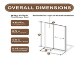 44-48.in W x 72.in H Pivot Shower Door, 1/4 inch Thick Clear Tempered Glass Swing Shower Door with W3048P469340