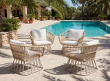 Outdoor Dining Chair MP1 - Teak Finish Wicker & Beige Steel Frame, 300LBS Weight Capacity, Includes N770P385227B