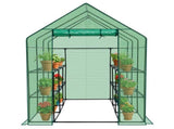Large Walk-in Greenhouse with PE Cover & Side Windows, 12-Shelf Indoor Outdoor Portable Greenhouse 22390785
