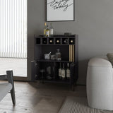 ZUN Yucca Bar Cabinet – Wine Storage & Display, Wengue B128P263714