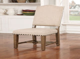 Rustic Classic 2pcs Chairs Beige Fabric Upholstered Cushion Side Chairs Nailhead Trim Kitchen B011110869