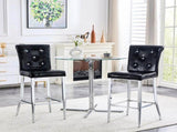 A set of 2 black vintage crocodile bar chairs, featuring crystal clasp design and synthetic W3875P383114