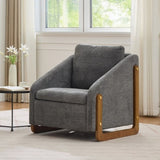 057- Set of 1 Chenille Fabric Modern Upholstered Armchair with Wooden Side Frame , Accent Leisure W527P239828