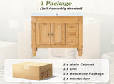 30-Inch Modern Bathroom Vanity, Solid Wood Frame MDF, 2 Doors 3 Drawers, Soft-Close Design, N729P299368N