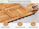 27PCS Interlocking Deck Tiles, Natural Acacia Wood Waterproof Floor Tile with Drainage Base, 83188544