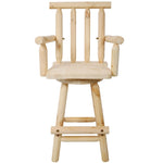 ZUN Rustic Bar Stool - Fir Wood Construction, Chair with Footrest,Wide Armrest, Rustic Kitchen Stool, W465P221175