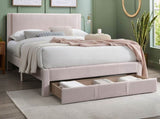 Contemporary 1pc Queen Size Bed w Storage Drawer Light Pink Corduroy Texture Design Platform B011P238967