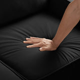 Modern 3 Person seat Sofa Couch with Scooped Armrest/Wood legs,Upholstered Velvet 3-seat Sofa with W2186P143472