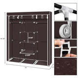 ZUN 69" Portable Clothes Closet Non-Woven Fabric Wardrobe Double Rod Storage Organizer Dark Brown 72079783