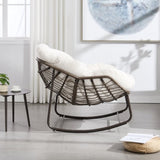 Outdoor Rattan Rocking Chair,Padded Cushion Rocker Recliner Chair Outdoor for Front Porch, Living 82268484
