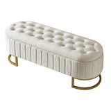 Elegant Upholstered Velvet Storage Ottoman with Button-Tufted,Storage Bench with Metal Legs for N733P208522A