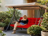 Outdoor Swing Cushions 55 Inch, Waterproof 4" Thick Porch Swing Cushion Replacement with Backrest 06404358