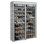 ZUN FCH Double Row 10-Tier Non-Woven Fabric Shoe Cabinet with Iron Pipes and Plastic Components, Gray 25457979