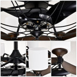 ZUN Dia 33 inch Chandelier Ceiling Fan With Remote Control,DC Motor ,6 Speed,3 ABS Blades for Bedroom W1592P207466