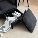 Convertible Combination Sofa Sofa L-Shaped Sofa with Footstools with Storage, Blue Sofa for Living W2012P253356