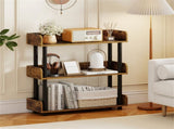 3-Tier Industrial Bookshelf with Anti-Falling Guardrails, 33 LBS Per Shelf Storage Organizer 30941632