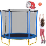 ZUN 5.5FT Trampoline for Kids - 65" Outdoor & Indoor Mini Toddler Trampoline with Enclosure, Basketball 06871922