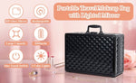 ZUN Portable Makeup Case with LED Mirror Travel Makeup Bag Cosmetic Organizer Box with Locks, Brush W1550P163305