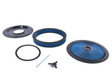 14" x 3" High Flow Round Air Cleaner Kit Washable Recessed Base Blue Filter Black Trim 42417449