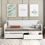 ZUN Daybed with two drawers, Twin size Sofa Bed, Two Storage Drawers for Bedroom,Living Room ,White 23145401