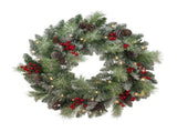 24'' Lighted Christmas Wreath with Warm White LED Lights 23678392