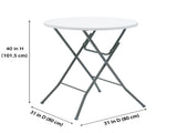 31" Round High-Top Folding Table, White 28002254
