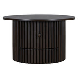 Round Coffee Table for Living Room in Dark Brown, Farmhouse Coffee Table a Drawer, Center Table N735P242922D