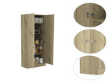 Buxton Rectangle 2-Door Storage Tall Cabinet Light Oak and Black Wengue B06280490