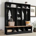 ZUN Wide Design Hall Tree with Storage Bench, Minimalist Shoe Cabinet with Cube Storage & Shelves, 43636632