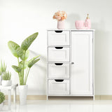 White Bathroom Storage Cabinet, Floor Cabinet with Adjustable Shelf and Drawers W40914883